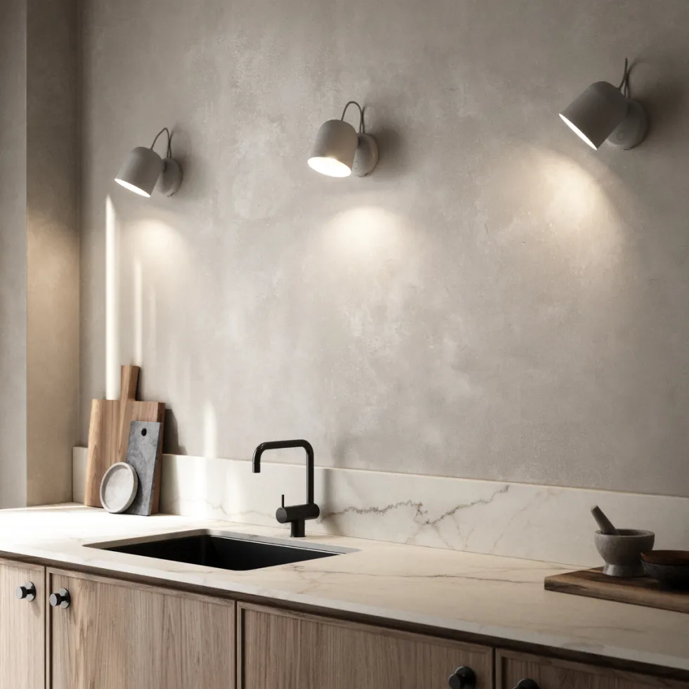 Angle vegglampe med USB