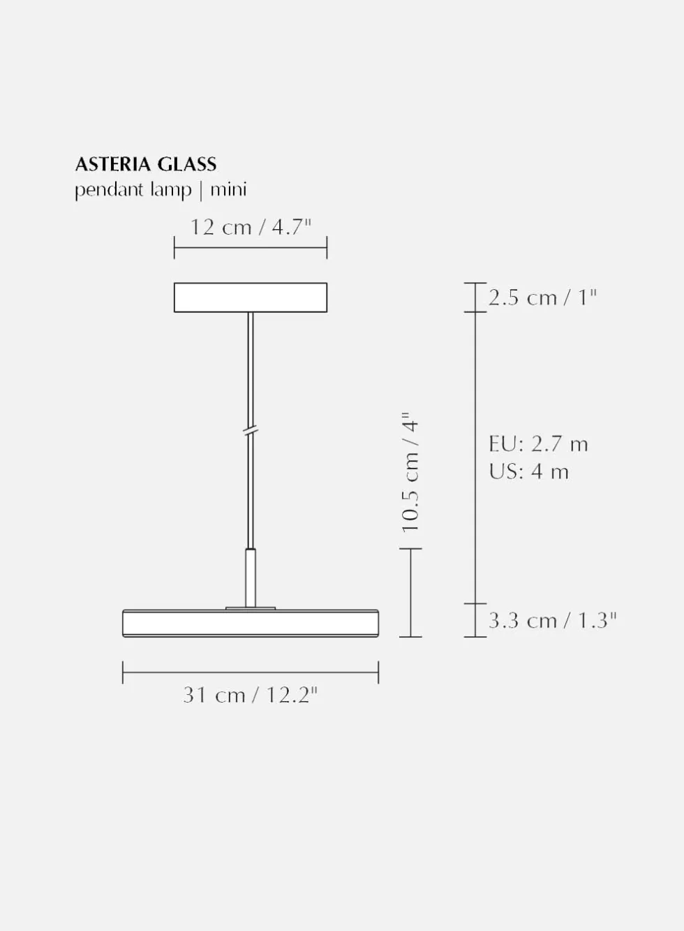 Asteria takpendel - mini Ø31 - glass