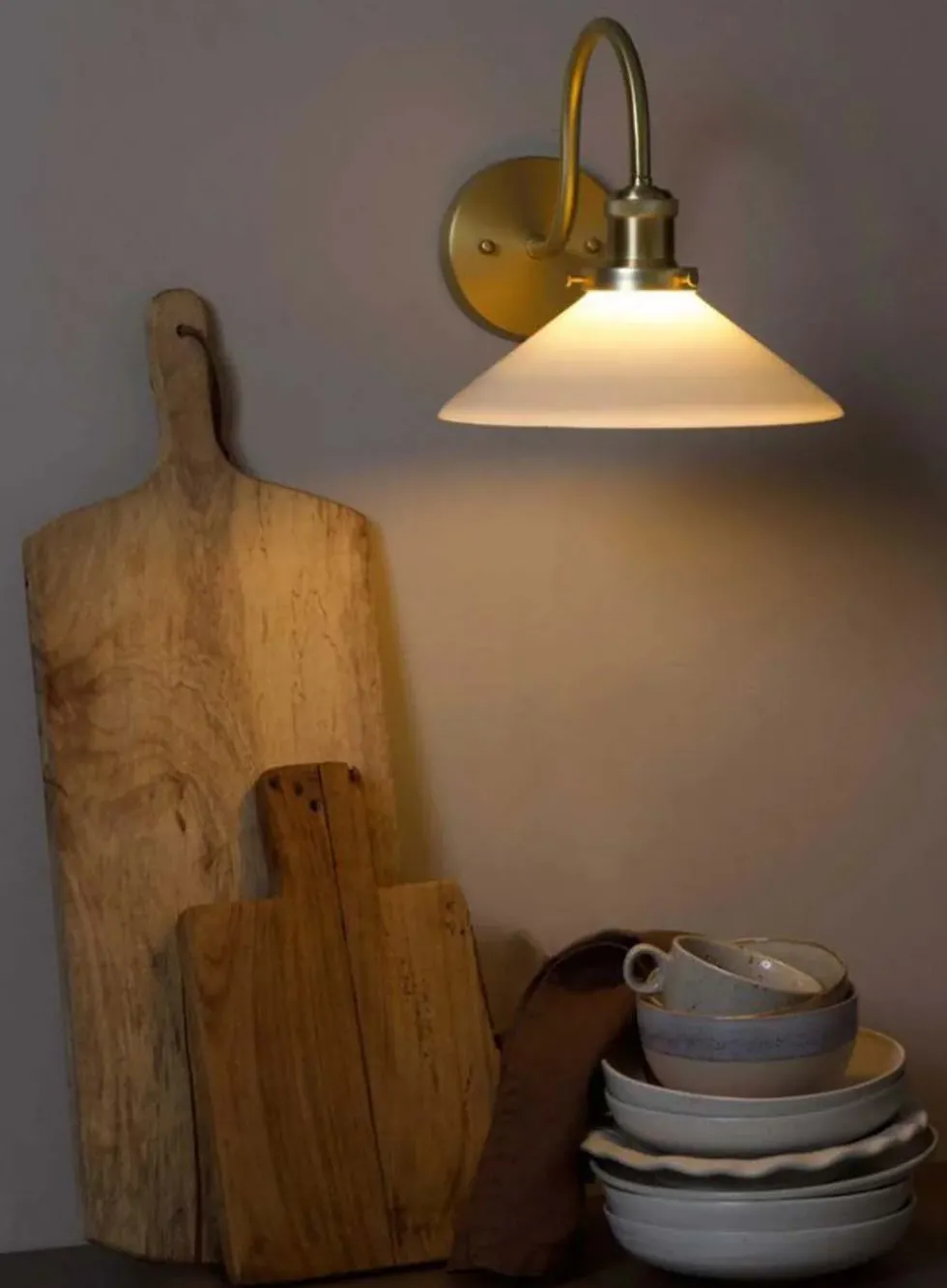 August vegglampe kort - med rett glass