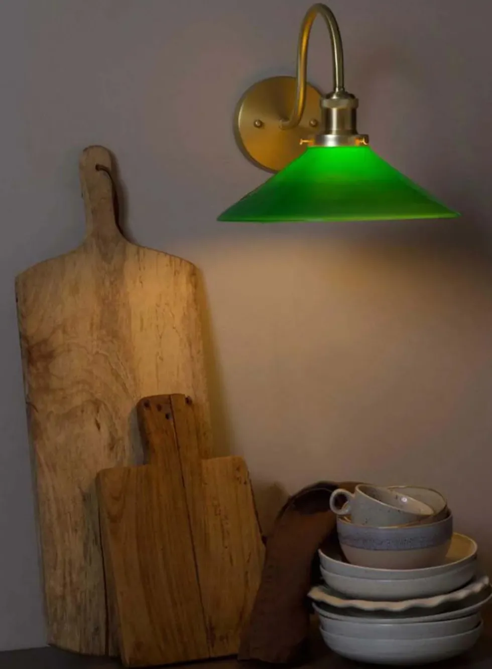 August vegglampe kort - med rett glass