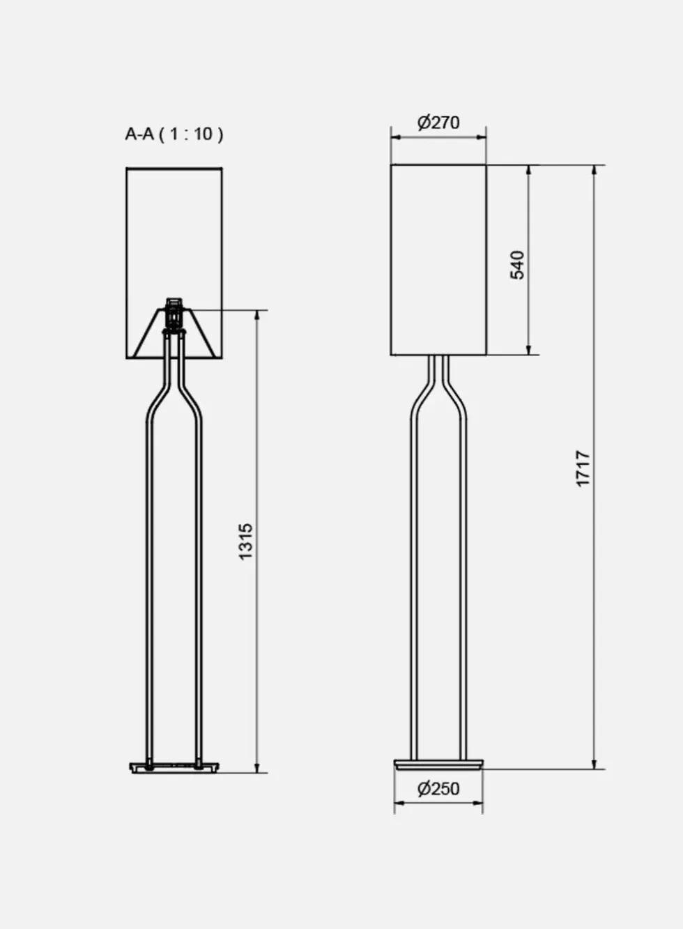 Bottle gulvlampe - u/skjerm - h172