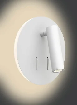 Circle vegglampe - med baklys og rettet leselys