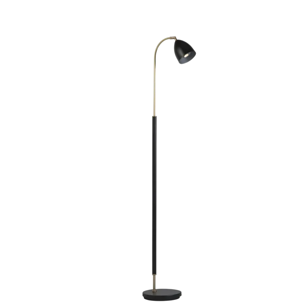 Deluxe gulvlampe - m/dimmer og messingdetaljer