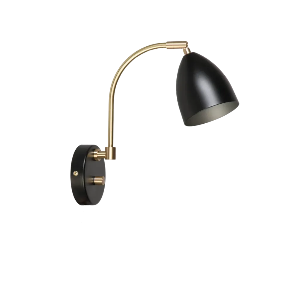 Deluxe vegglampe - m/dimmer og messingdetaljer