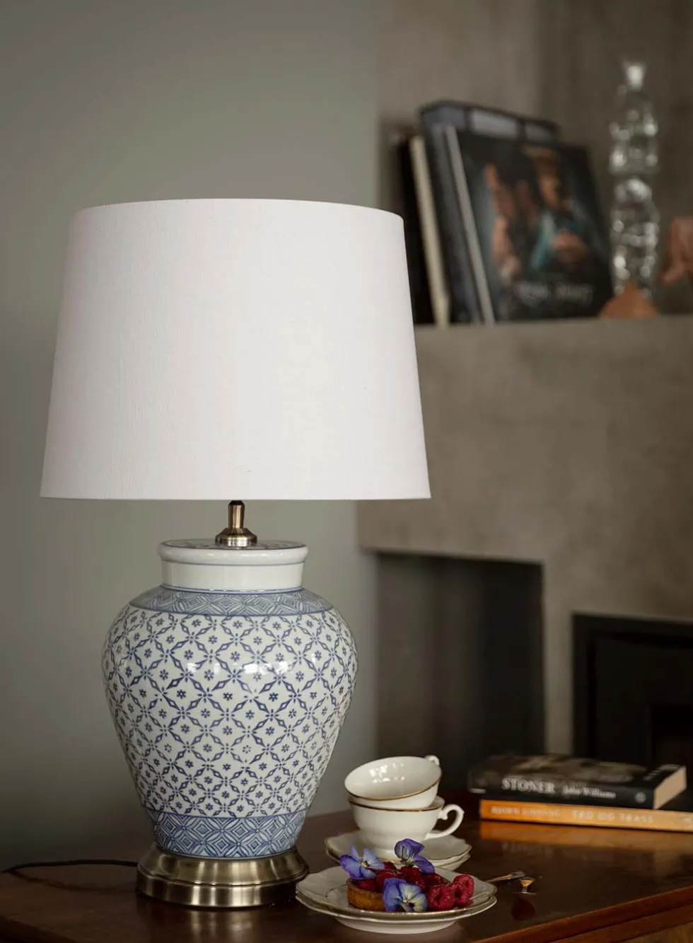 Fang Hong bordlampe - h38 blå ruter