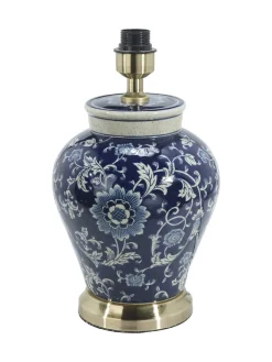 Fang Hong bordlampe - h38 mørk blå blomster