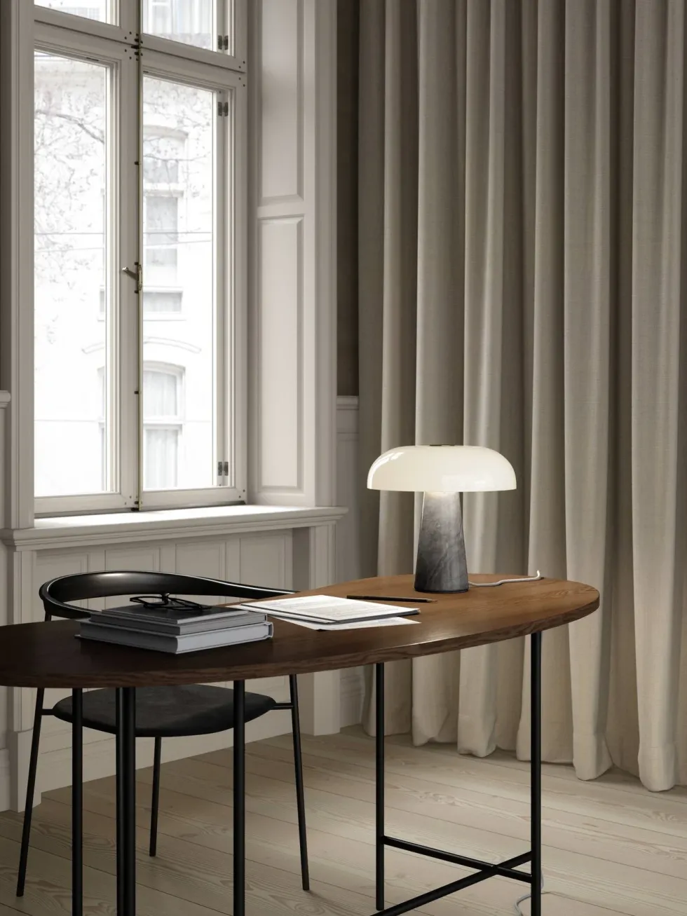 Glossy bordlampe - marmor/glass