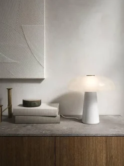 Glossy bordlampe - marmor/glass