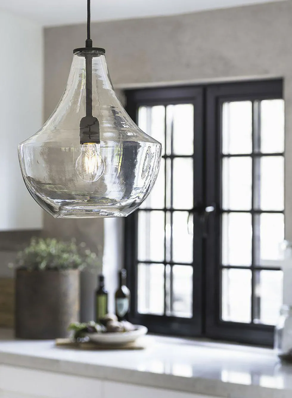 Hamilton taklampe sort/klar - ø21
