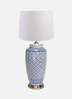 Li Jing bordlampe - h49 blå ruter