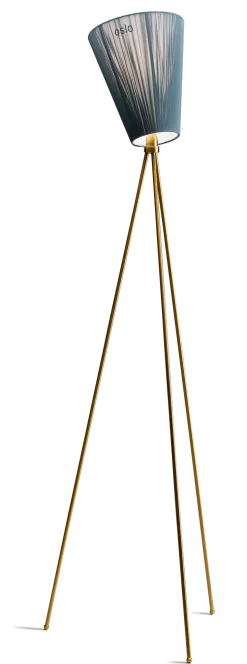 Oslo Wood gulvlampe gull med skjerm