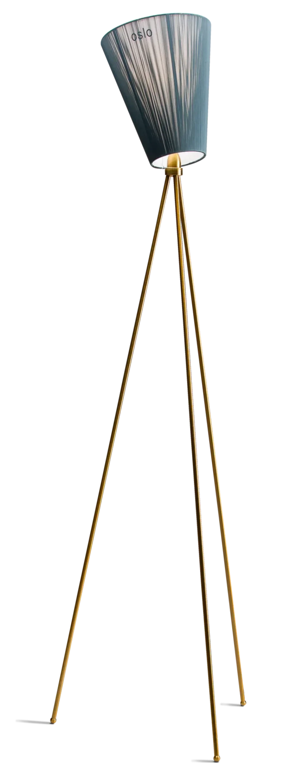 Oslo Wood gulvlampe gull med skjerm