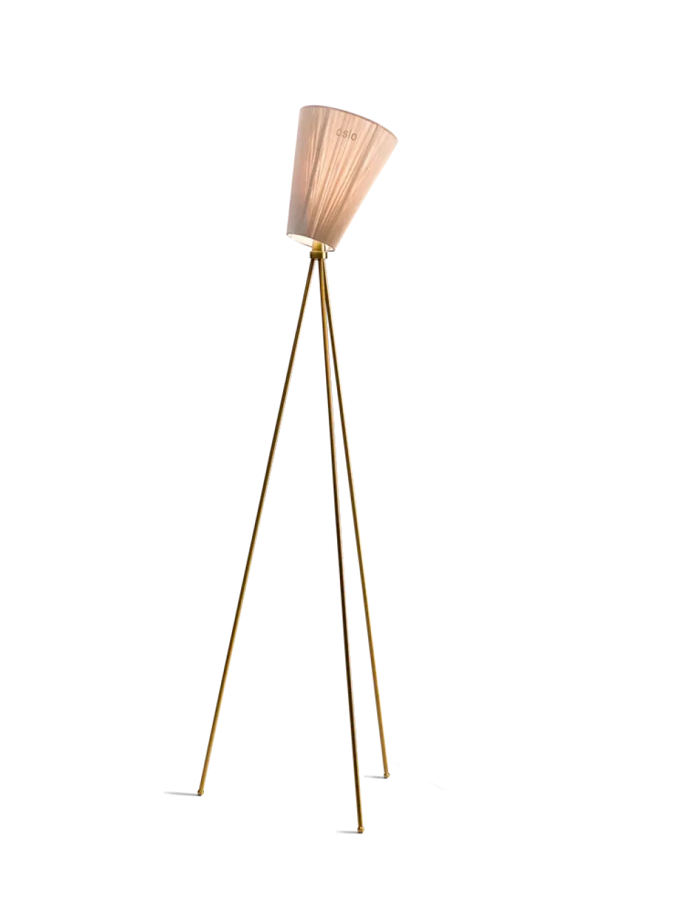 Oslo Wood gulvlampe gull med skjerm