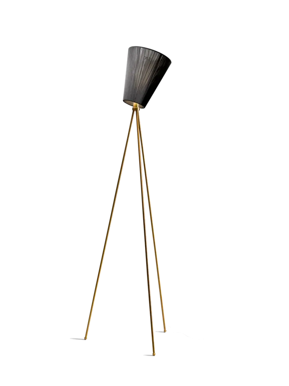 Oslo Wood gulvlampe gull med skjerm