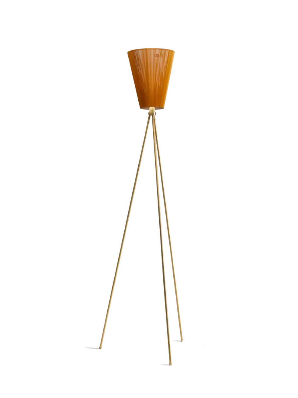 Oslo Wood gulvlampe gull med skjerm