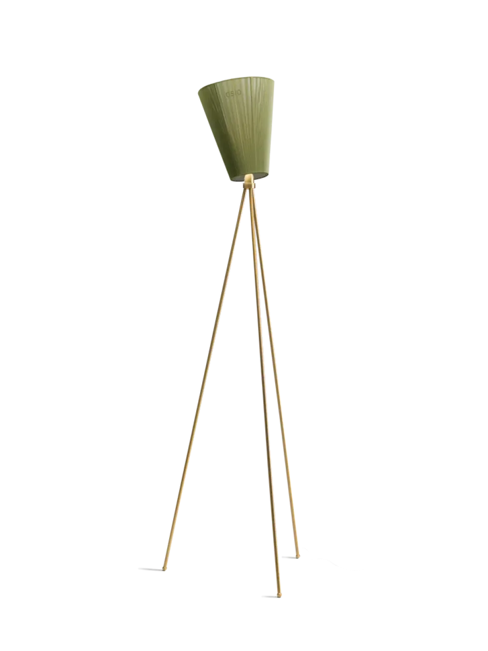 Oslo Wood gulvlampe gull med skjerm