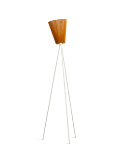 Oslo Wood gulvlampe hvit med skjerm